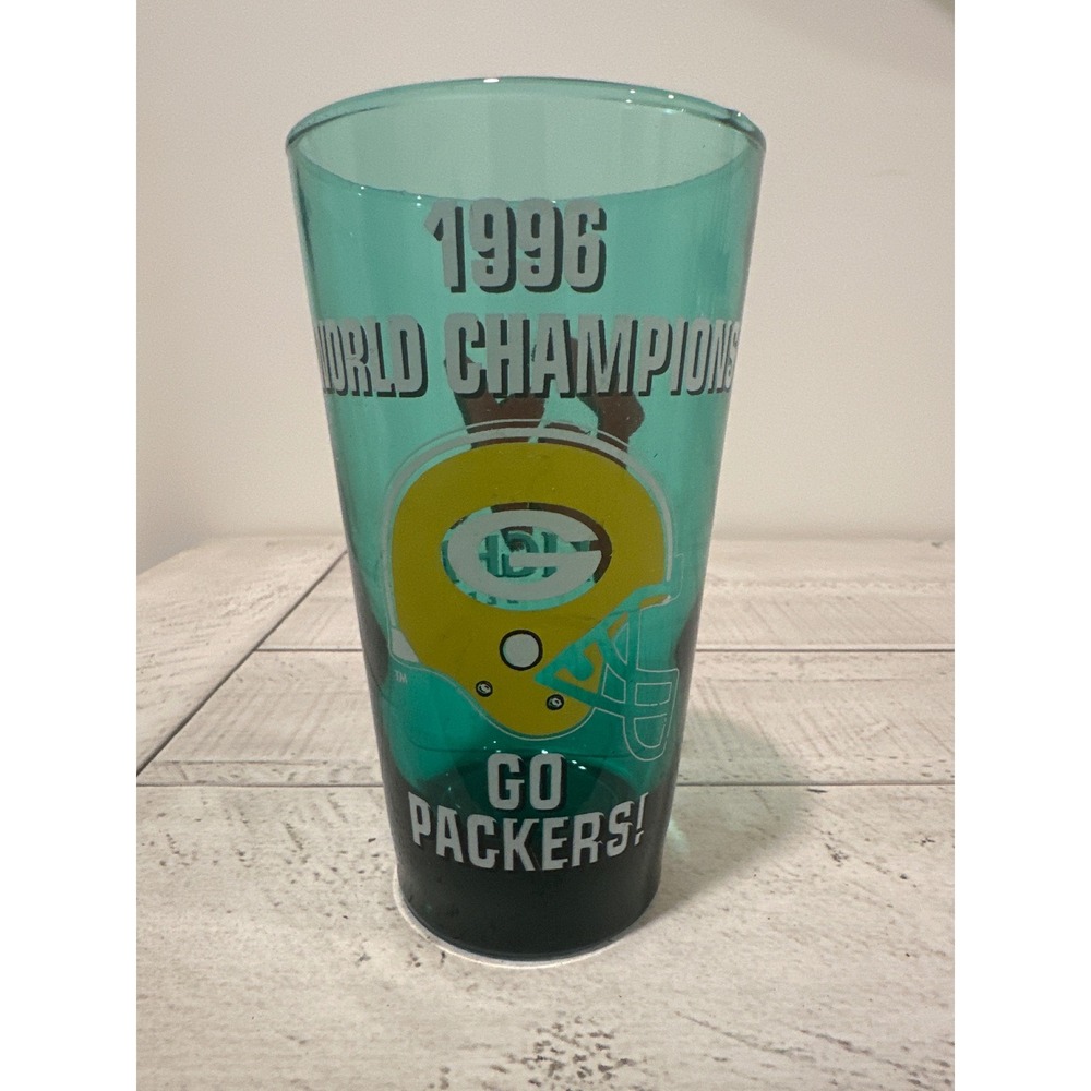Vintage 1996 World Champions Green Bay Packers EX Light Beer Pint Glass Teal